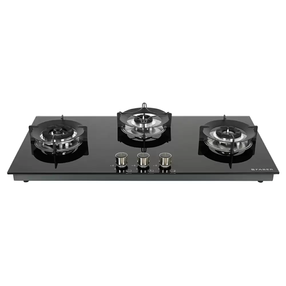 Faber Hob Superia HT903 BR AI 3 Auto Electric Brass Burner Cooktop (Black)