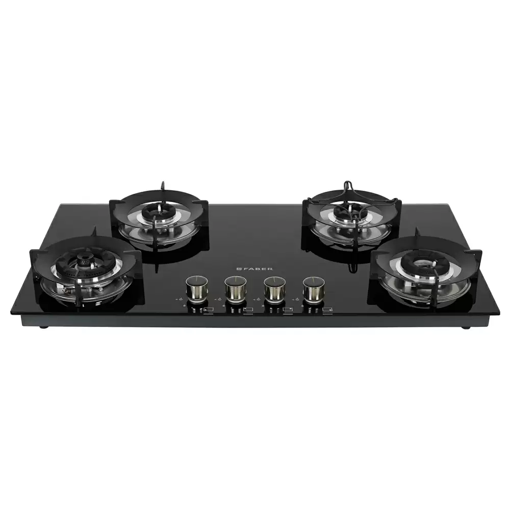 Faber Hob Superia HT904 BR AI 4 Auto Electric Brass Burner Cooktop (Black)