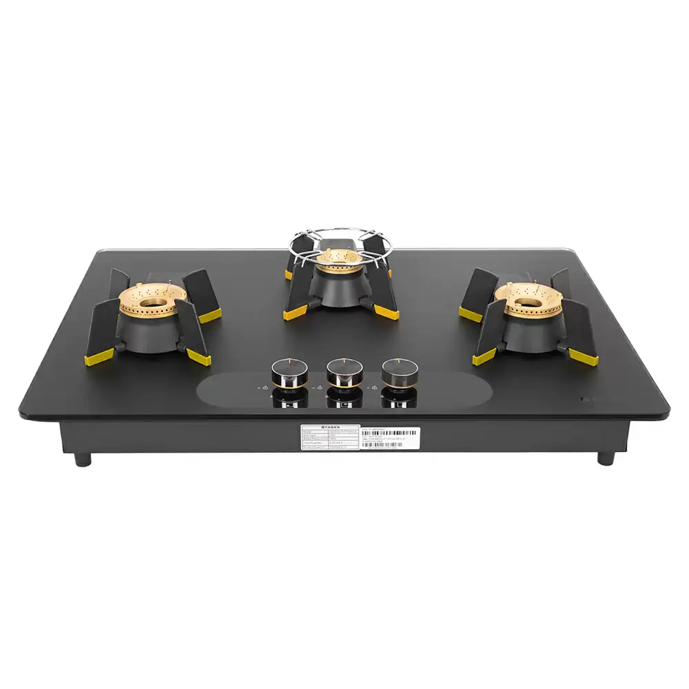 Faber Hob Magiclift HT753 BR CI AI 3 Battery Operated Ignition Brass Burner Cooktop (Black)