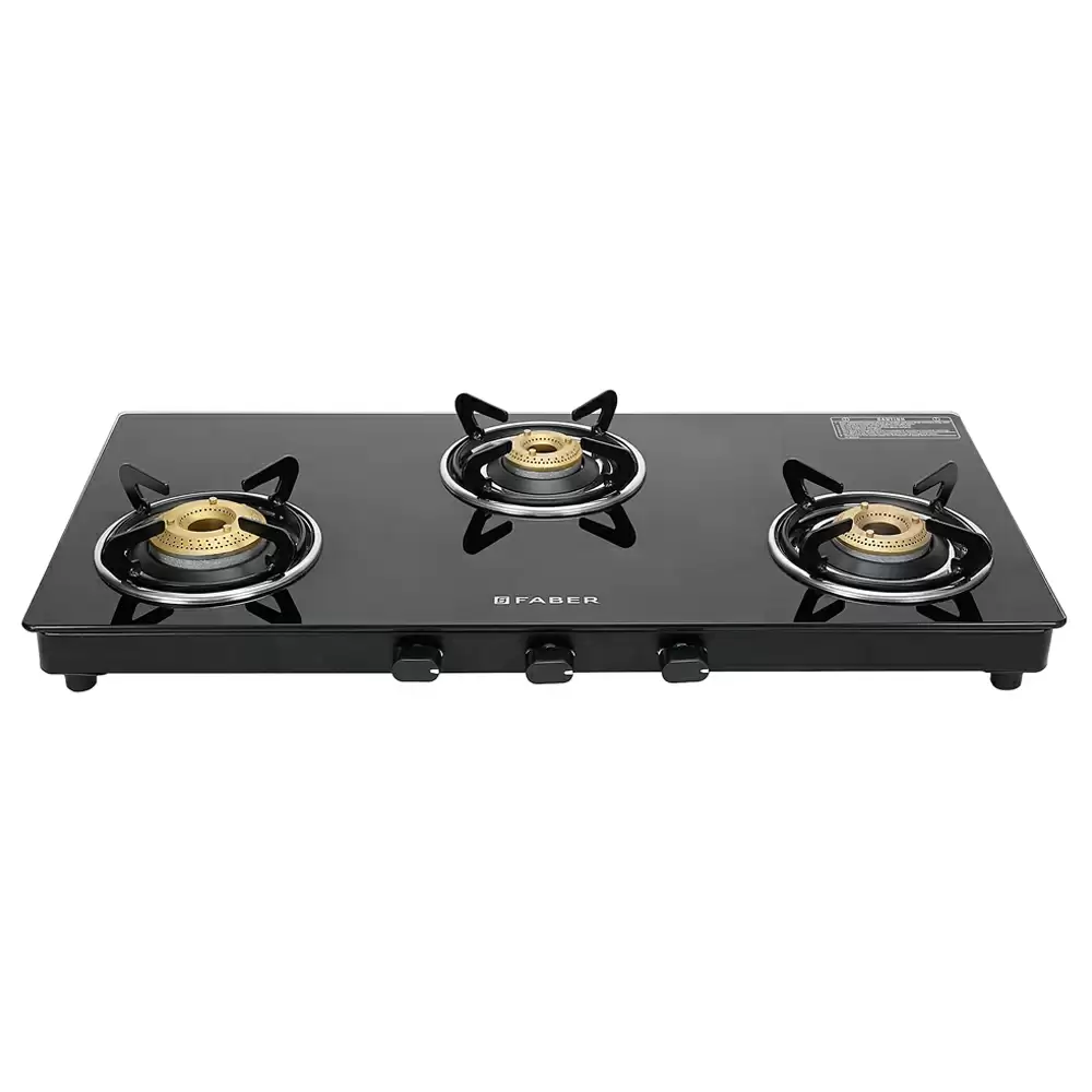 Faber Hob Spark 3BB BK 3 Manual Ignition Brass Burner Cooktop (Black)