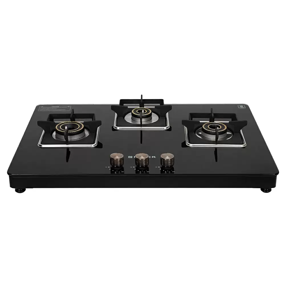 Faber Hob NiOS Auto 3BB BK 3 Manual Ignition Brass Burner Cooktop (Black)