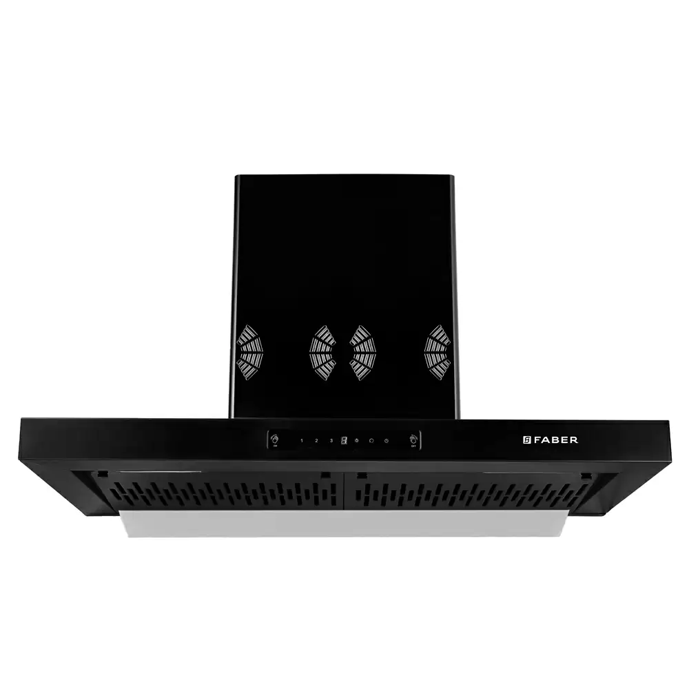 Faber Bonito 3D IND HC SC FL BK 90 cm Auto Clean Filterless Hood Wall Mounted Kitchen Chimney, Suction Capacity 1250 m³/hr - Black