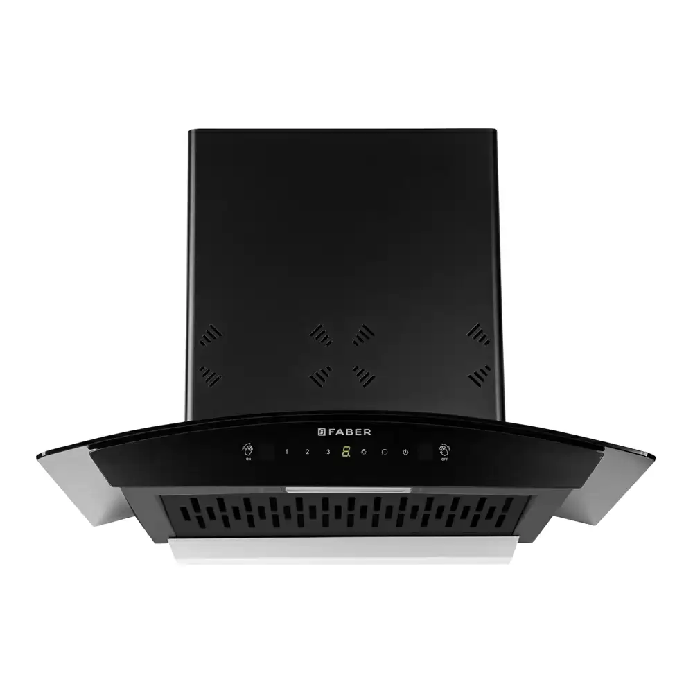 Faber Orient 3D IN HC SC FL BK 60 cm Heat Auto Clean Filterless Hood Wall Mounted Kitchen Chimney, Suction Capacity 1250 m³/hr - Black