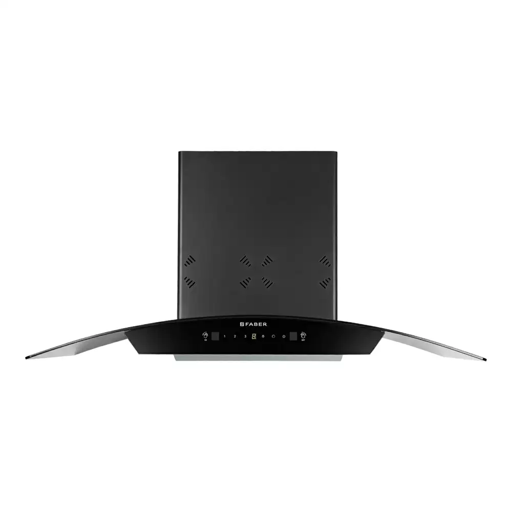 Faber Orient 3D IN HC SC FL BK 90 cm Heat Auto Clean Filterless Hood Wall Mounted Kitchen Chimney, Suction Capacity 1250 m³/hr - Black