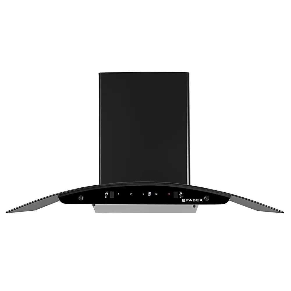 Faber Sydney FL SC AC BK 90 cm Heat Auto Clean Filterless Hood Wall Mounted Kitchen Chimney, Suction Capacity 1200 m³/hr - Black