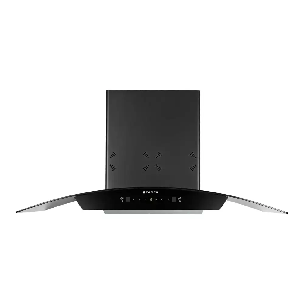 Faber Stella 3D IN HC SC FL BK 90 cm Heat Auto Clean Filterless Wall Mounted Kitchen Chimney, Suction Capacity 1350 m³/hr - Black