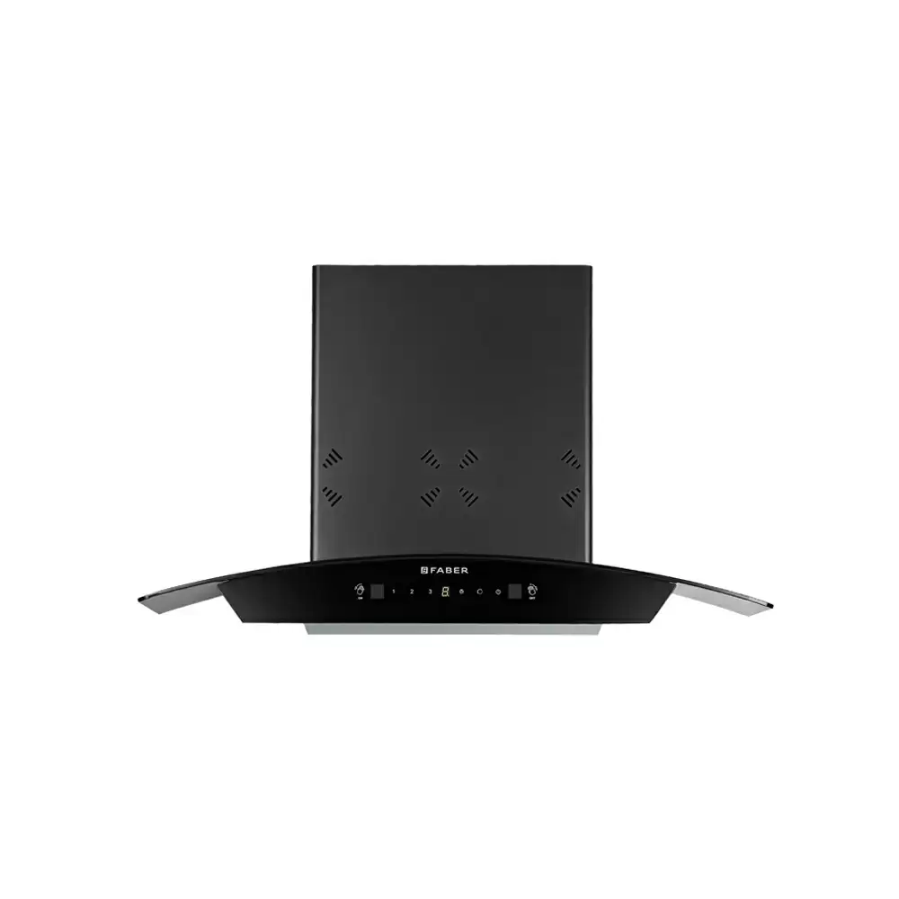 Faber Stella 3D IN HC SC FL BK 75 cm Heat Auto Clean Filterless Wall Mounted Kitchen Chimney, Suction Capacity 1350 m³/hr - Black