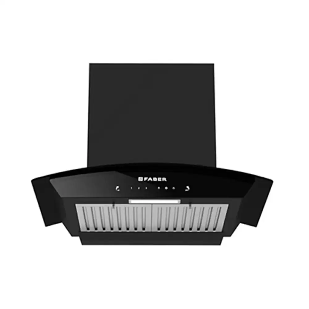 Faber Feel Pro TC SC BF BK 60 cm SS Baffle Filter Hood Wall Mounted Kitchen Chimney, Suction Capacity 1320 m³/hr - Black