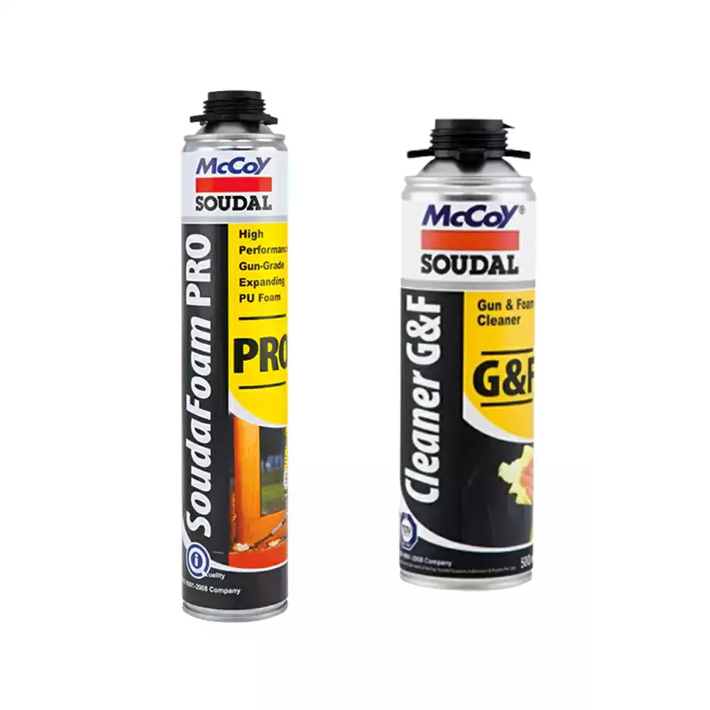 McCoy Soudal Soudafoam PRO Expandable PU Foam ((750 ml)) + Cleaner G&F Expandable PU Foam (2pcs)