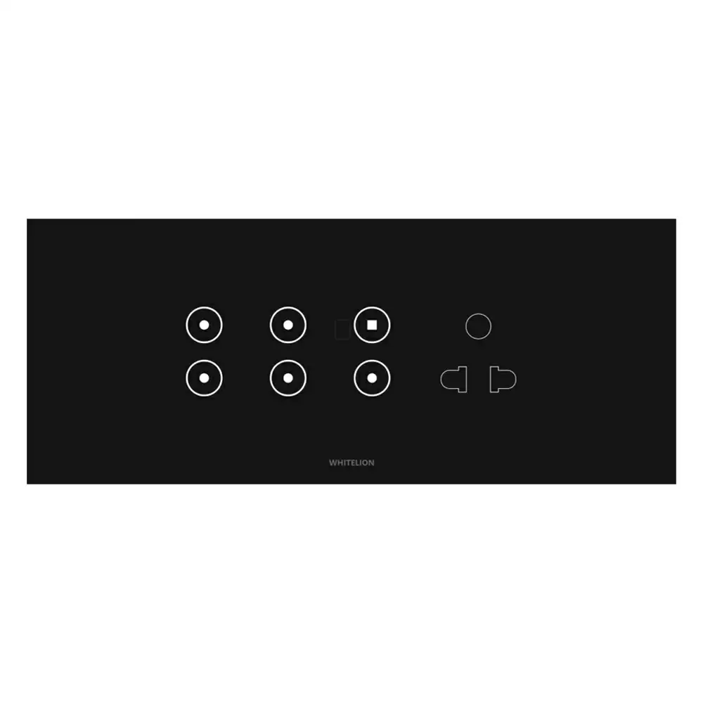 Whitelion Quartz 5 Ch Realy Switch With Individual Control & 8 Module 6 Amp Socket - Black