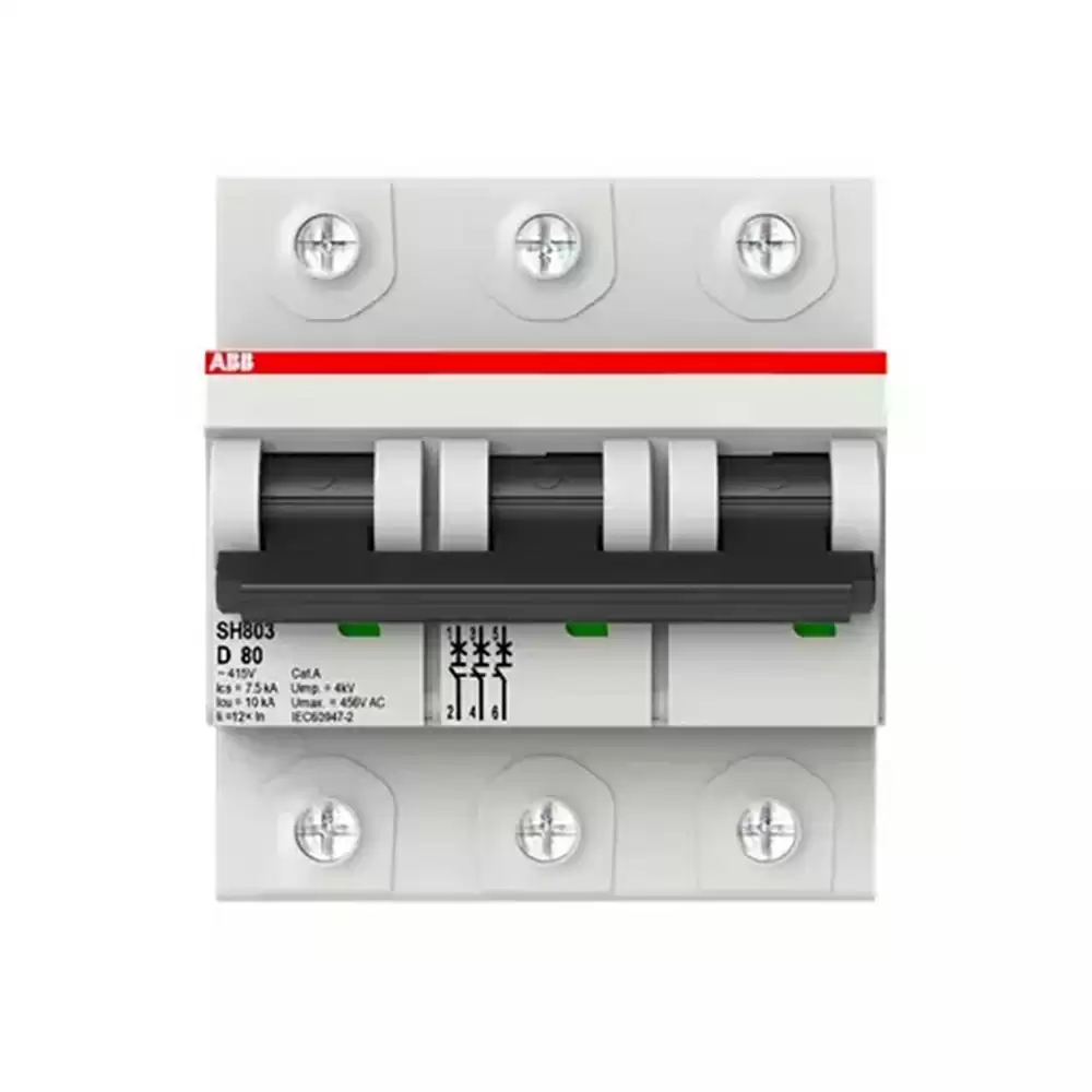 ABB 2TAZ190300R0801 80 Amp 3 Pole D Curve Miniature Circuit Breaker- SH803-D80