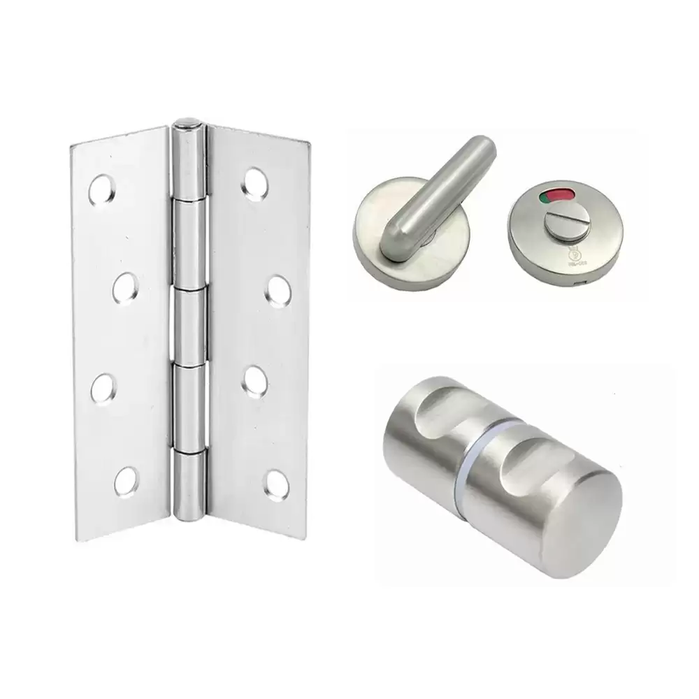 WPC Door Hardware SS-304 (Toilet door indicator knob, Door Knob, Butt Hinges)