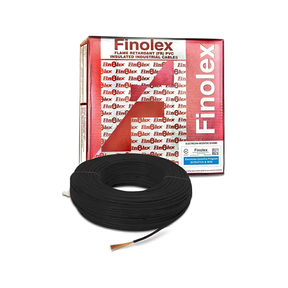 Finolex 1.5 Sq. mm Single Core Unsheathed FR PVC Insulated Electric Wire, 180 Meter - Black