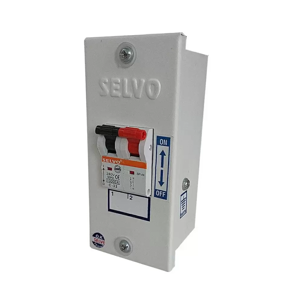 Selvo 2 Pole Metal Box & 32 Amp C Curve Single Pole Neutral MCB