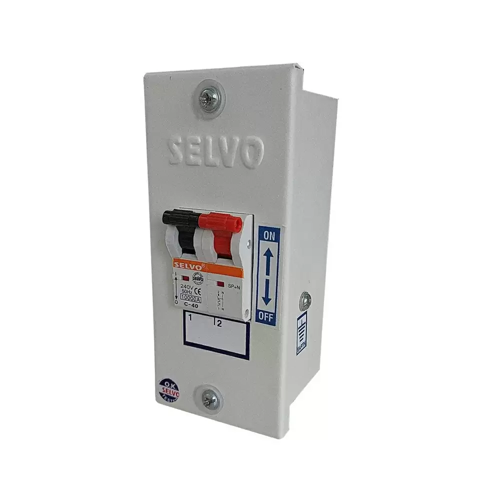 Selvo 2 Pole Metal Box & 40 Amp C Curve Single Pole Neutral MCB