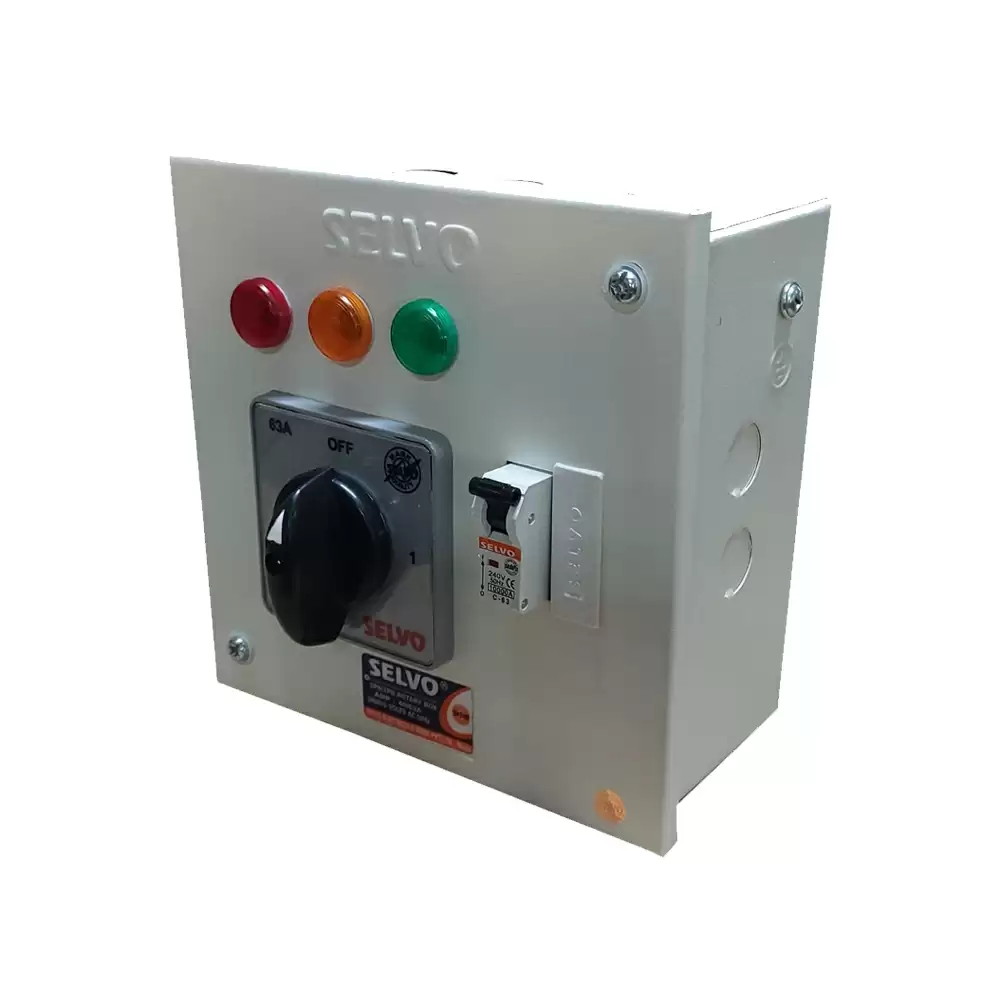 Selvo 63 Amp Single Pole Neutral Phase Selector Enclosure With Single Pole 63 Amp MCB Protection