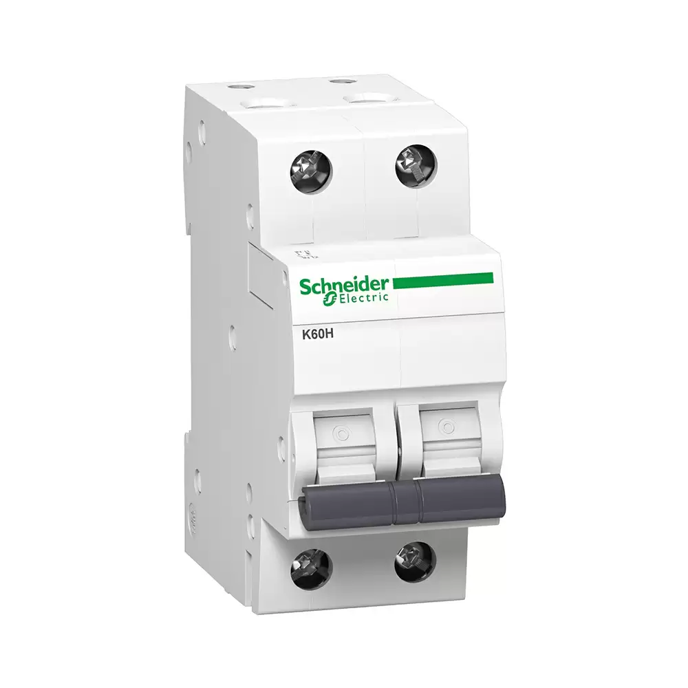 Schneider Electric Acti9 K60H 2 Amp C-Curve Double Pole Miniature Circuit-Breaker- A9KF71202BQ