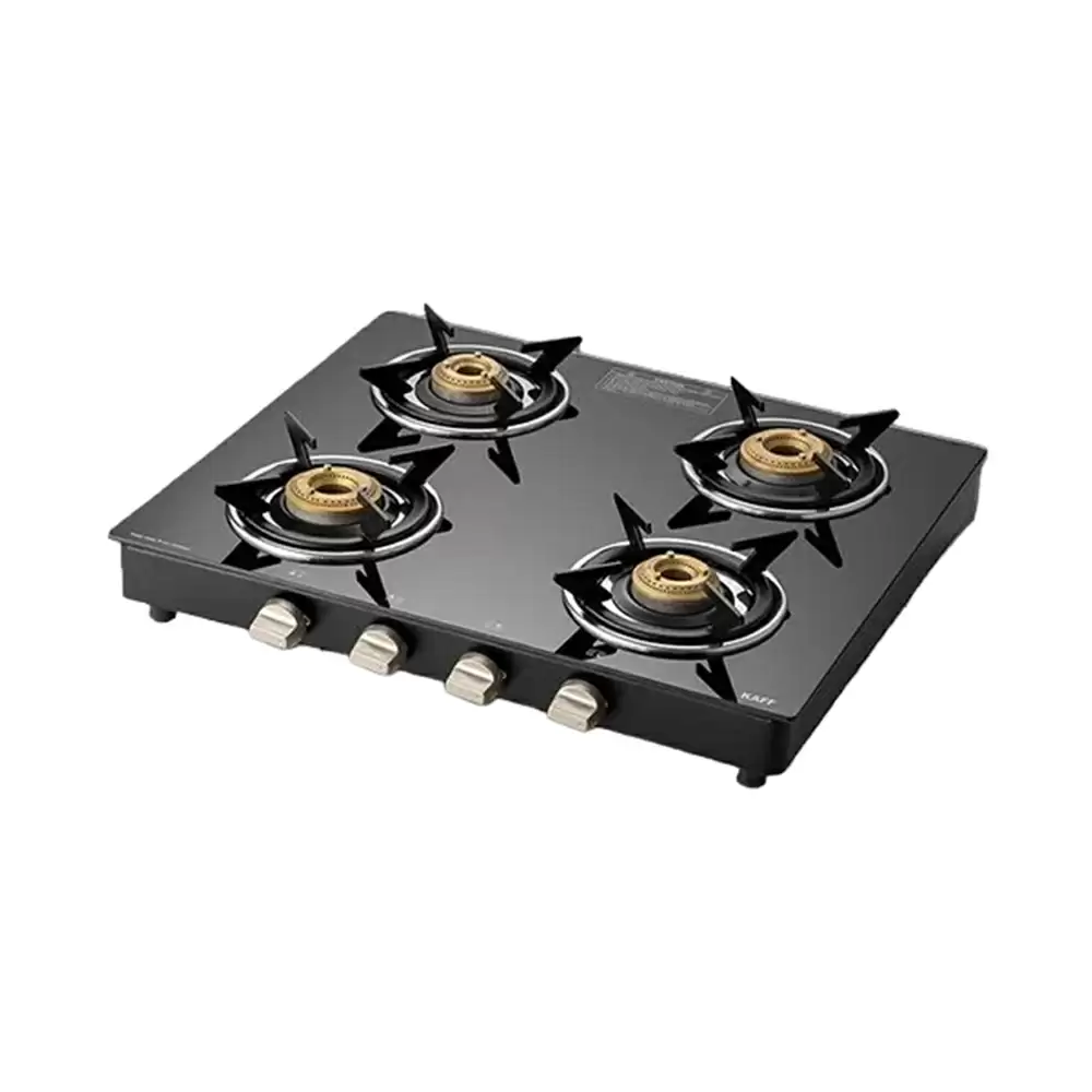 Kaff CTE584B 58 cm Slim Line Design Manual Ignition 4 Brass Burners Cooktop - Black