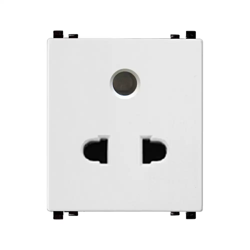 Schneider Electric ZENcelo 10 Amp 2-3 Pin Pin Socket With Shutter - White