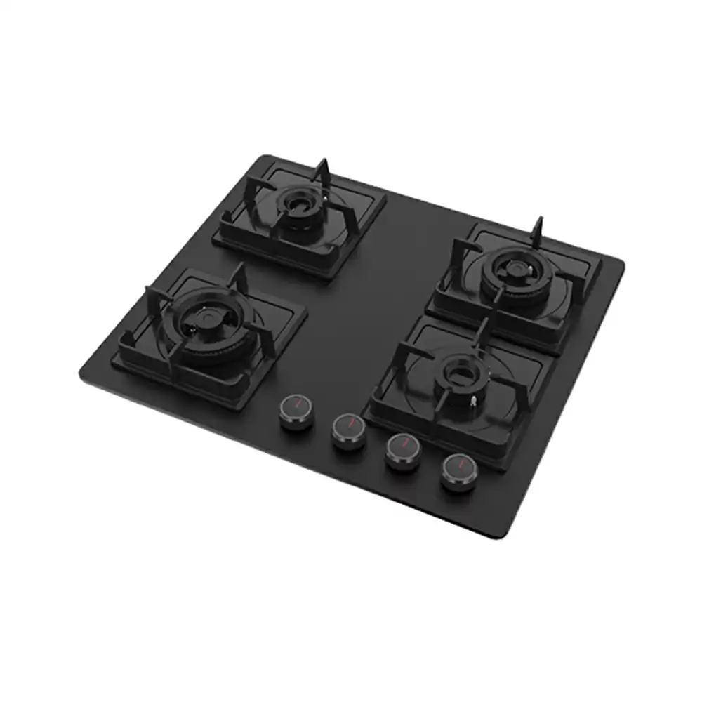 Kaff NYG 64B 60 cm Auto Ignition 4 Full Brass High Efficiency Burners With Full FFD Built in Hob - Matt Black