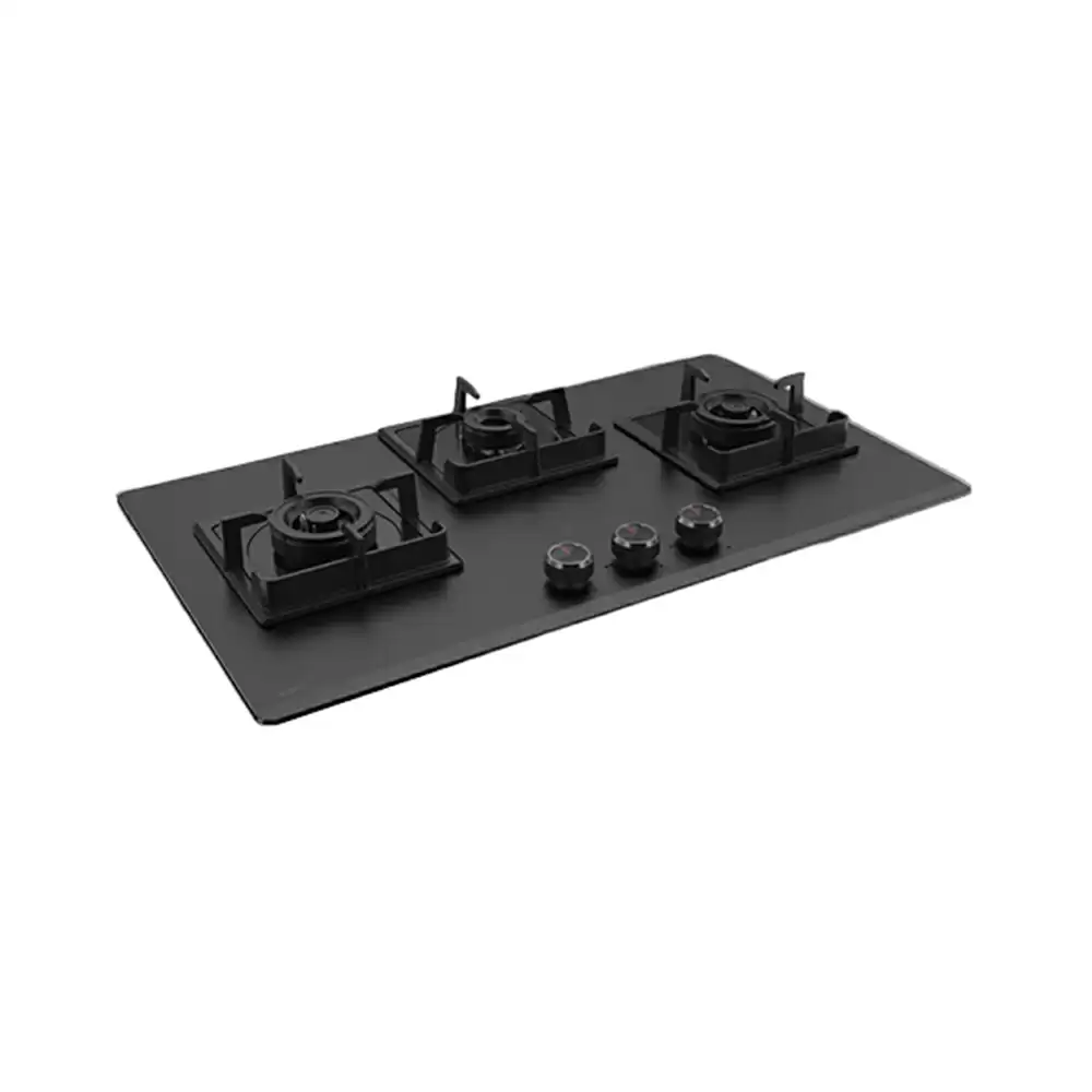 Kaff NYG 783B 78 cm Auto Ignition 3 Full Brass High Efficiency Burners With Full FFD Built in Hob - Matt Black