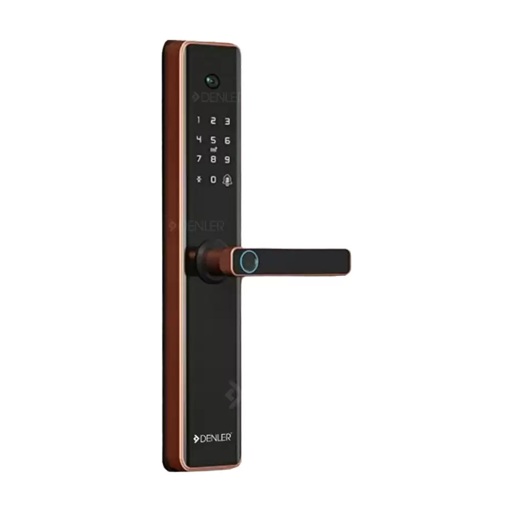 Denler DL04H Mortise Smart Door Lock For Home With Fingerprint, Pin Code, RFID Card, Mobile App & Mechanical Key - Black & Rose Gold (3 Year Warranty)