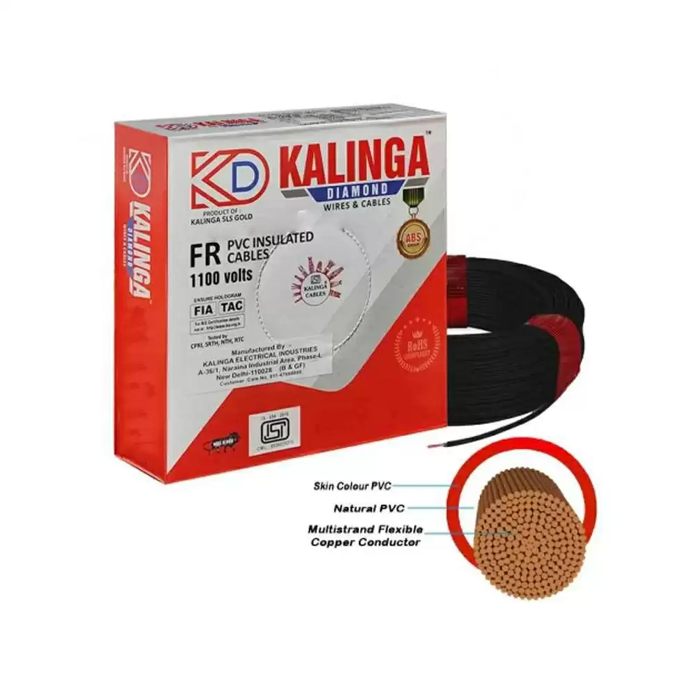 Kalinga Diamond 4 Sq. mm Single Core Flame Retardant PVC House Cable, 90 Meter - Black