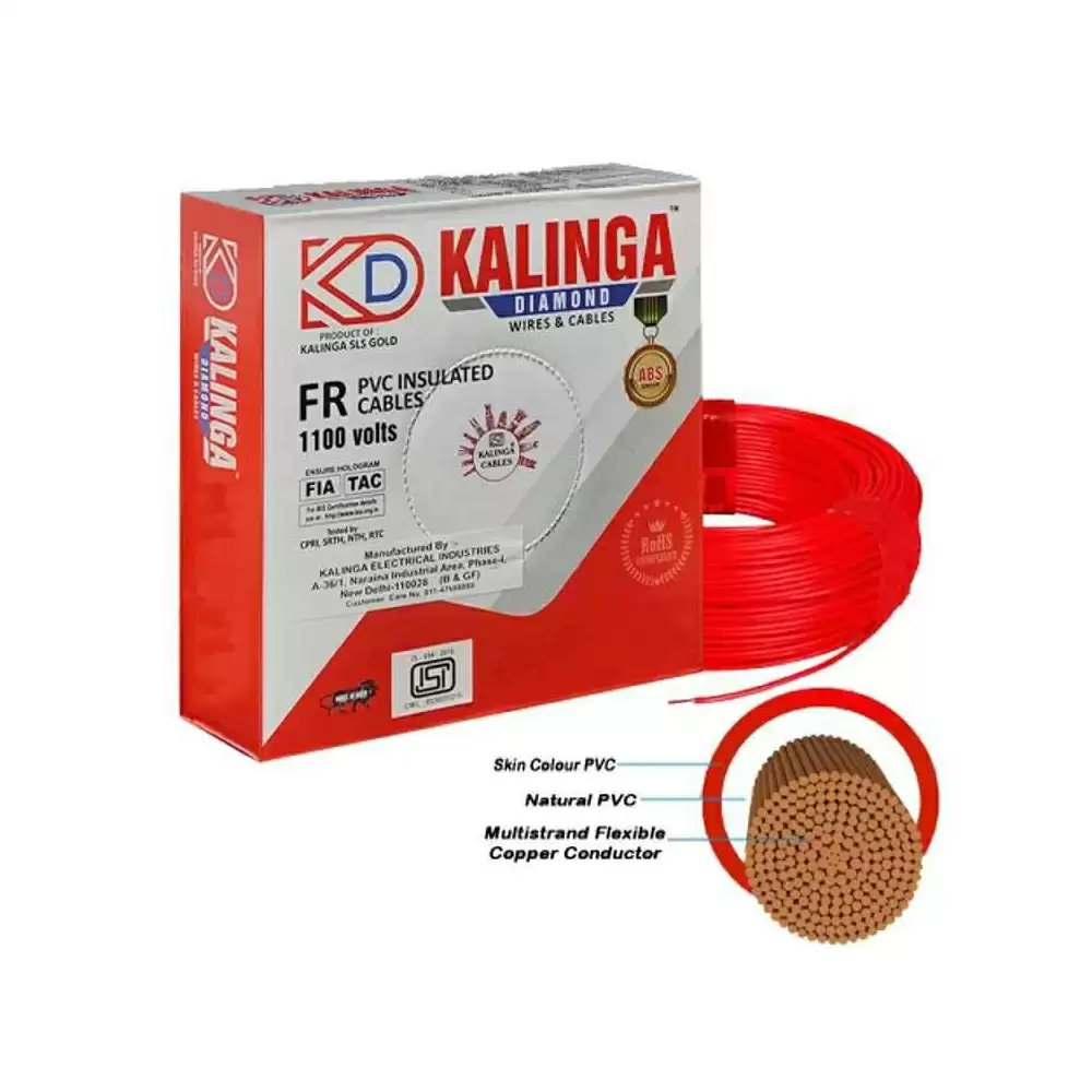 Kalinga Diamond 0.75 Sq. mm Single Core Flame Retardant PVC House Cable, 90 Meter - Red