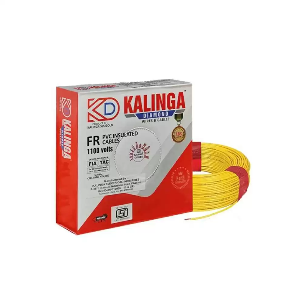 Kalinga Diamond 1.5 Sq. mm Single Core Flame Retardant PVC House Cable, 90 Meter - Yellow