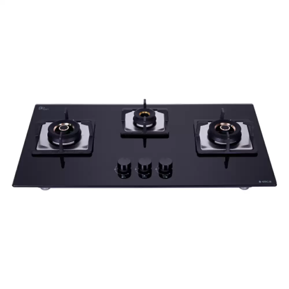 Elica FLEXI AB HCT 375 DX 75 cm 3 Burner Auto Ignition Glass Top Built-in Hob - (Black Finish)