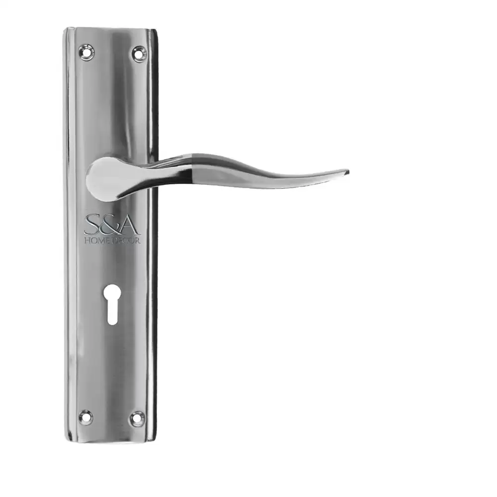 S&A Home Décor MH-O-44-KY-CPSS 8 inch KY Door Handleset with Chrome Plated Silver Satin Finish