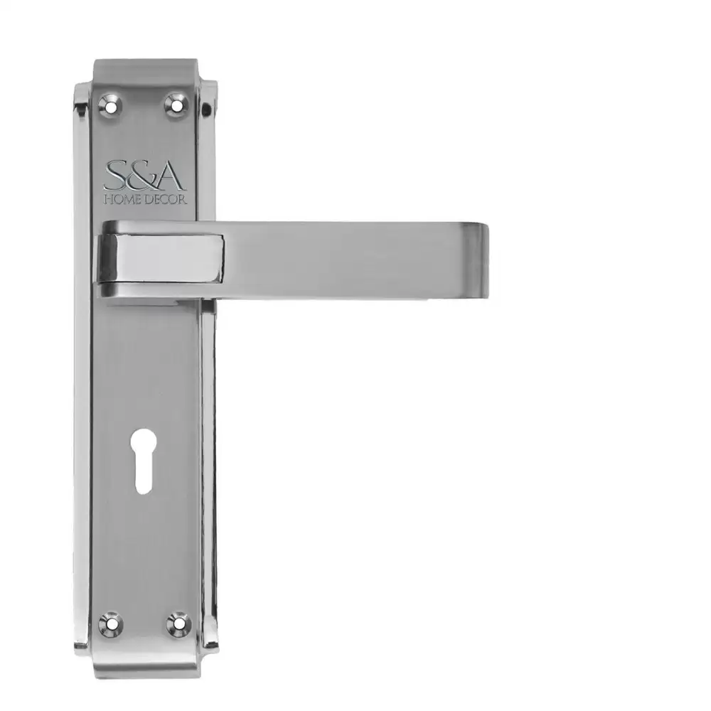 S&A Home Décor MH-O-45-KY-CPSS 8 inch KY Door Handleset with Chrome Plated Silver Satin Finish