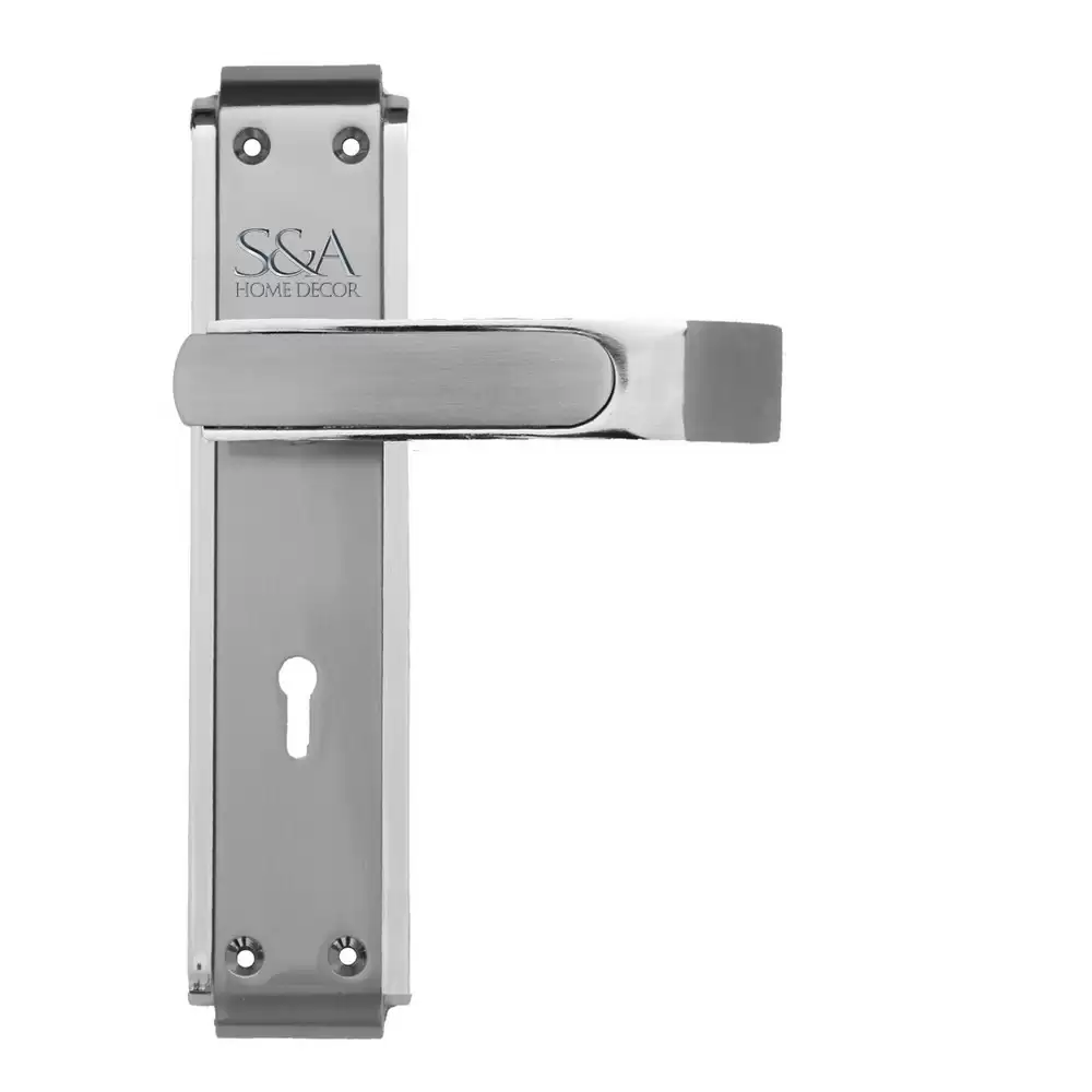 S&A Home Décor MH-O-46-KY-CPSS 8 inch KY Door Handleset with Chrome Plated Silver Satin Finish