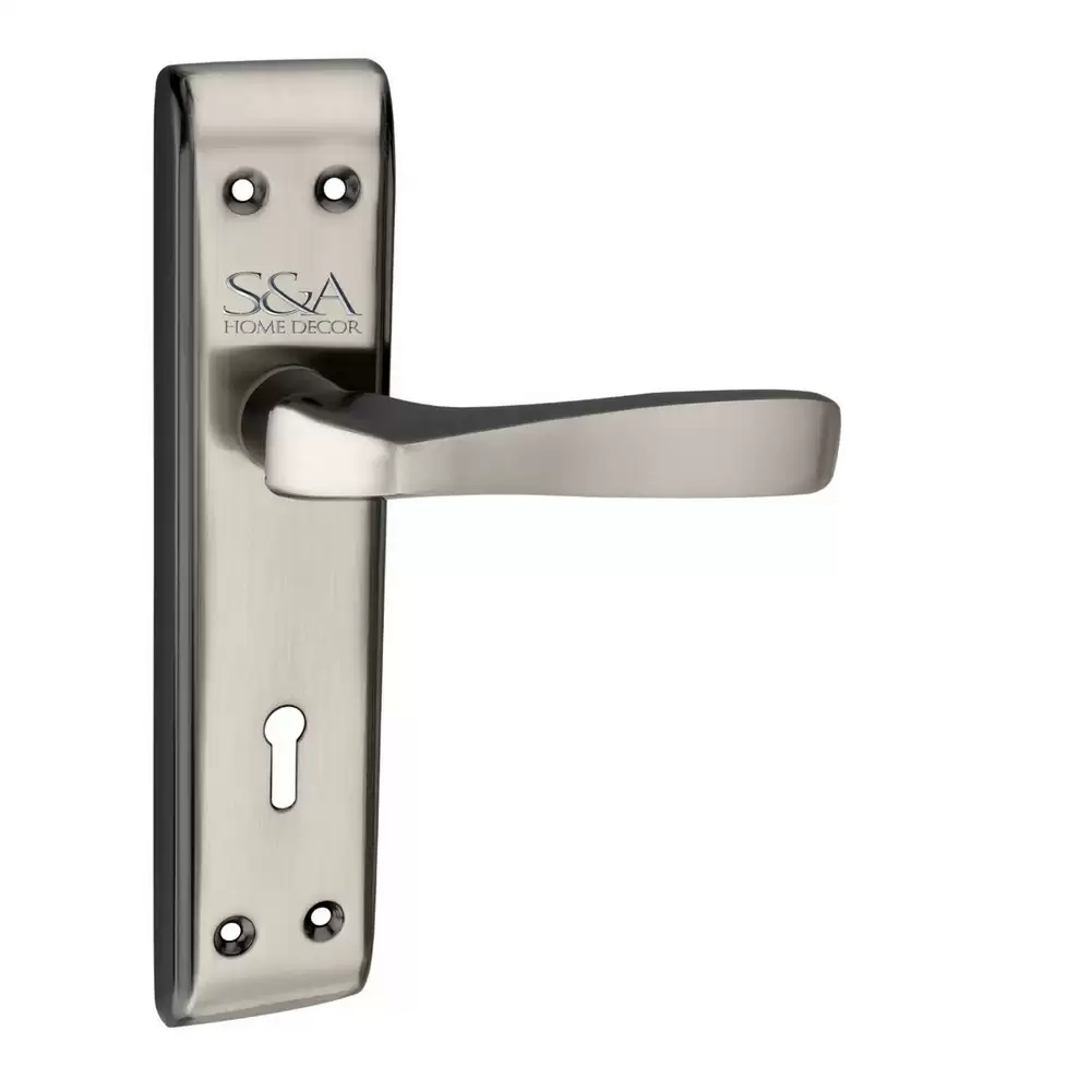 S&A Home Décor MH-106-KY-BS 7 inch KY Door Handleset with Silver Black Finish