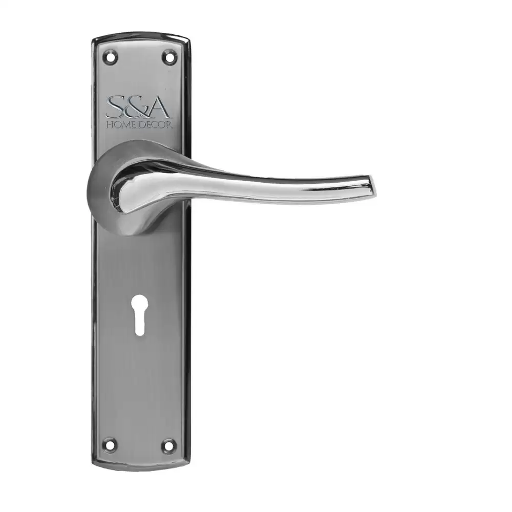 S&A Home Décor MH-O-47-KY-CPSS 8 inch KY Door Handleset with Chrome Plated Silver Satin Finish