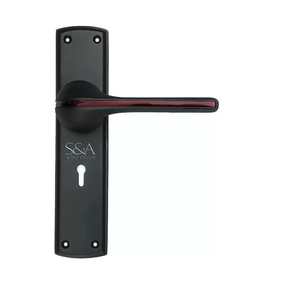 S&A Home Décor MH-O-40-KY-BLK 8 inch KY Door Handleset with Black Finish