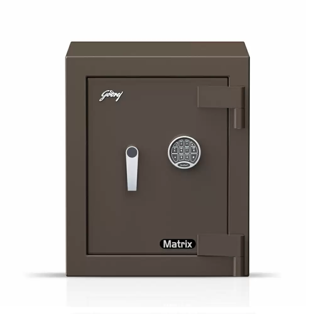 Godrej Matrix Digital 1814 V5 (50 Litre) Electronic Safe Locker For Home With Pin Code & Key Access, Coffee Brown - 155 Kg (1 Year Warranty)