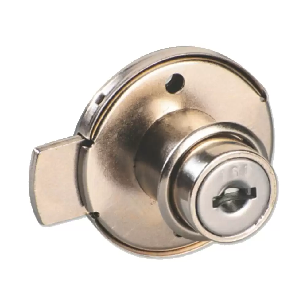 Ebco E-MPL1-22-M Multi Purpose Round Lock With Metal Keys (22 mm)- Nickel Plated Finish