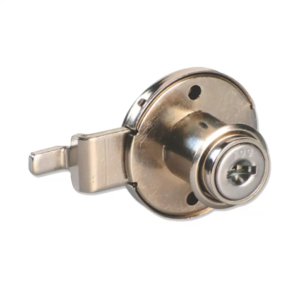 Ebco E-MPL1C-22-M Multi Purpose Round Cranked Lock With Metal Keys (22 mm)- Nickel Plated Finish