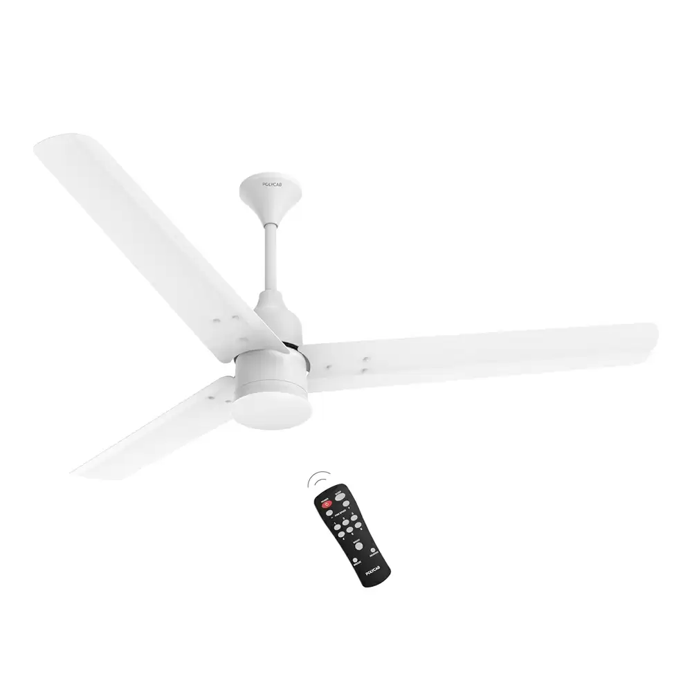 Polycab Silencio Mini BLDC 1200 mm Premium Ceiling Fan With Remote Control - Matt Satin White