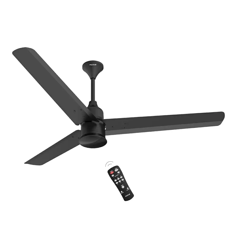 Polycab Silencio Mini BLDC 900 mm Premium Ceiling Fan With Remote Control - Matt Black