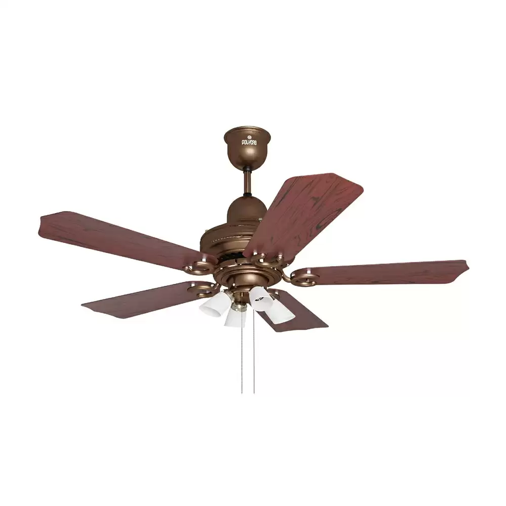 Polycab Poise 1200 mm 3 Star Ceiling Fan With Remote - Nickel Black Darkwood