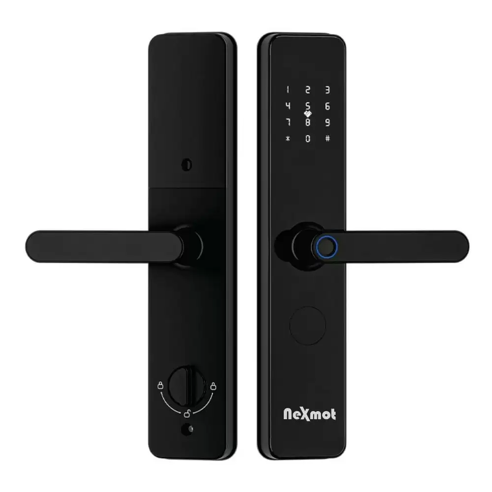 Nexmot NX Pro M12 Smart Door Lock With RFID, Pin, Code, Key, Fingerprint and WiFi Hub Sold Separately- Glossy Black