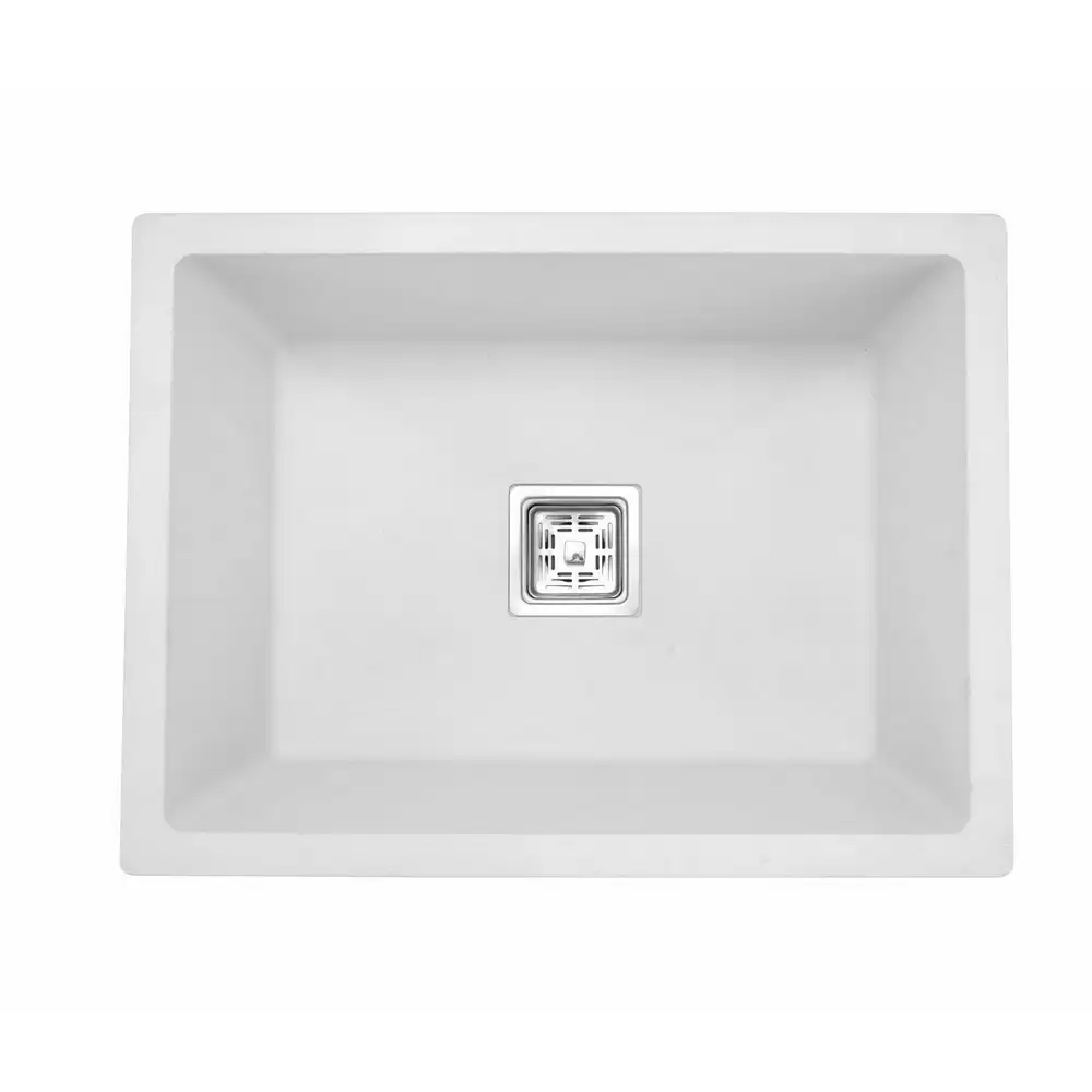 Qualito 24 x 18 x 9 inch Quartz Single Bowl Kitchen Sink- Milky White