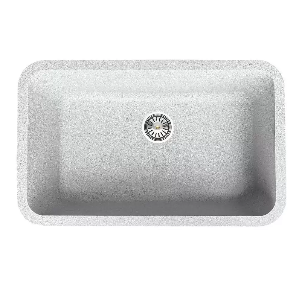 Qualito 31 x 19 inch Quartz Single Bowl Kitchen Sink- Dotted White