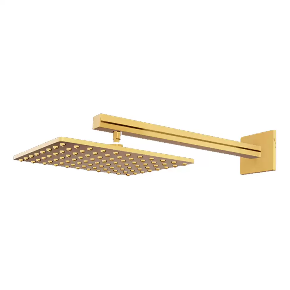 Aquee Square 8 X 8 Inch Shower with Arm - Gold