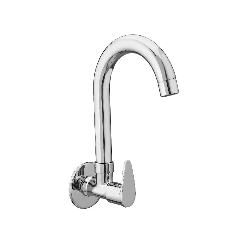 Aquee Wignet Single Lever Brass Wall Sink Cock - Chrome