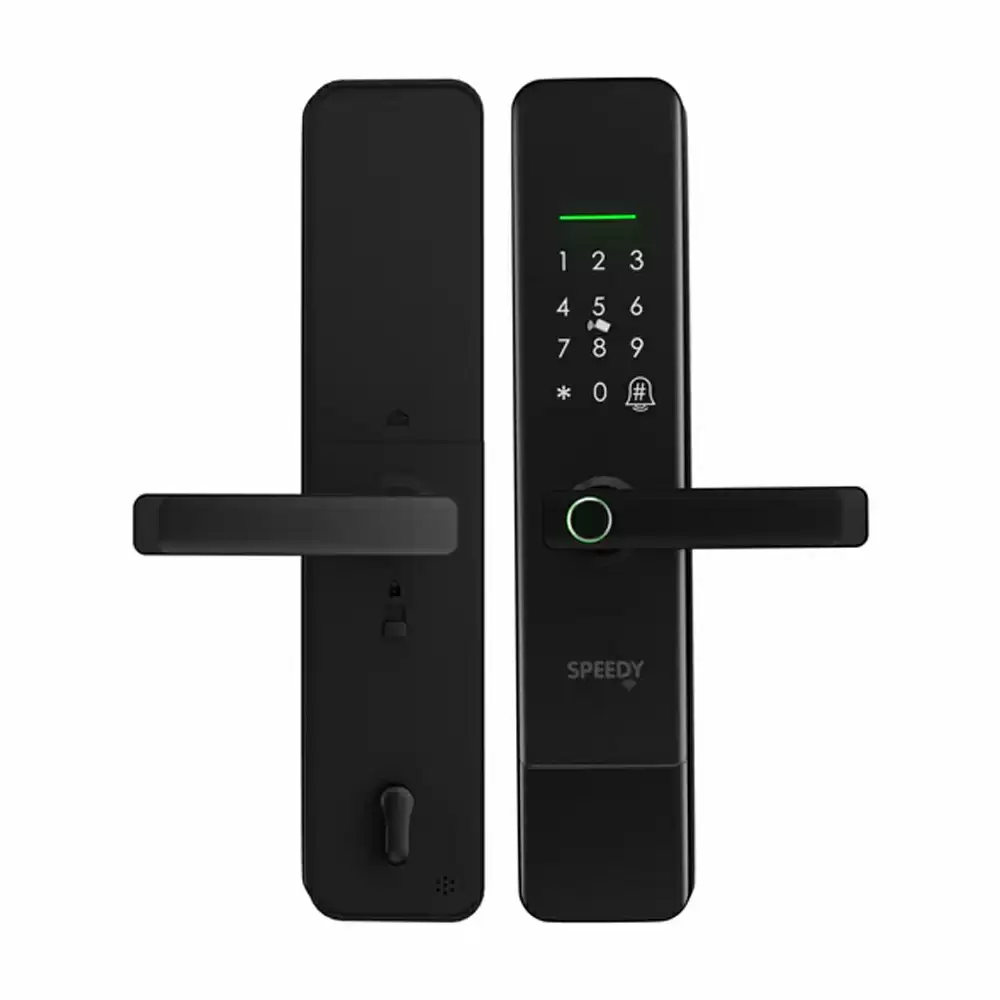 Speedy Atom 11 Smart Wi-Fi Door Lock with Mobile App, Fingerprint, OTP, PIN, RFID Card & Manual Key - (Black)