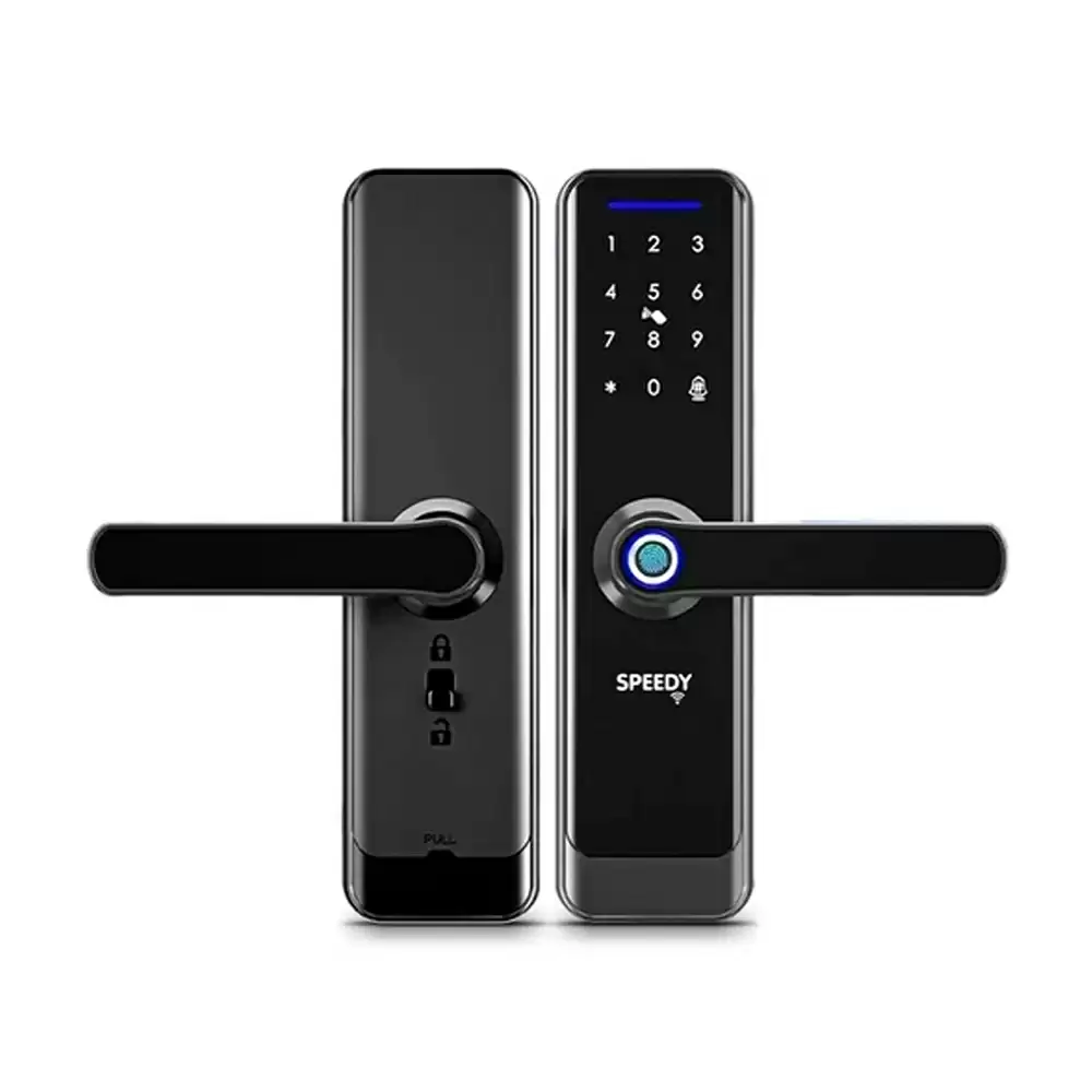 Speedy Atom 22 Smart Wi-Fi Door Lock with Mobile App, Fingerprint, OTP, PIN, RFID Card & Manual Key - (Black)