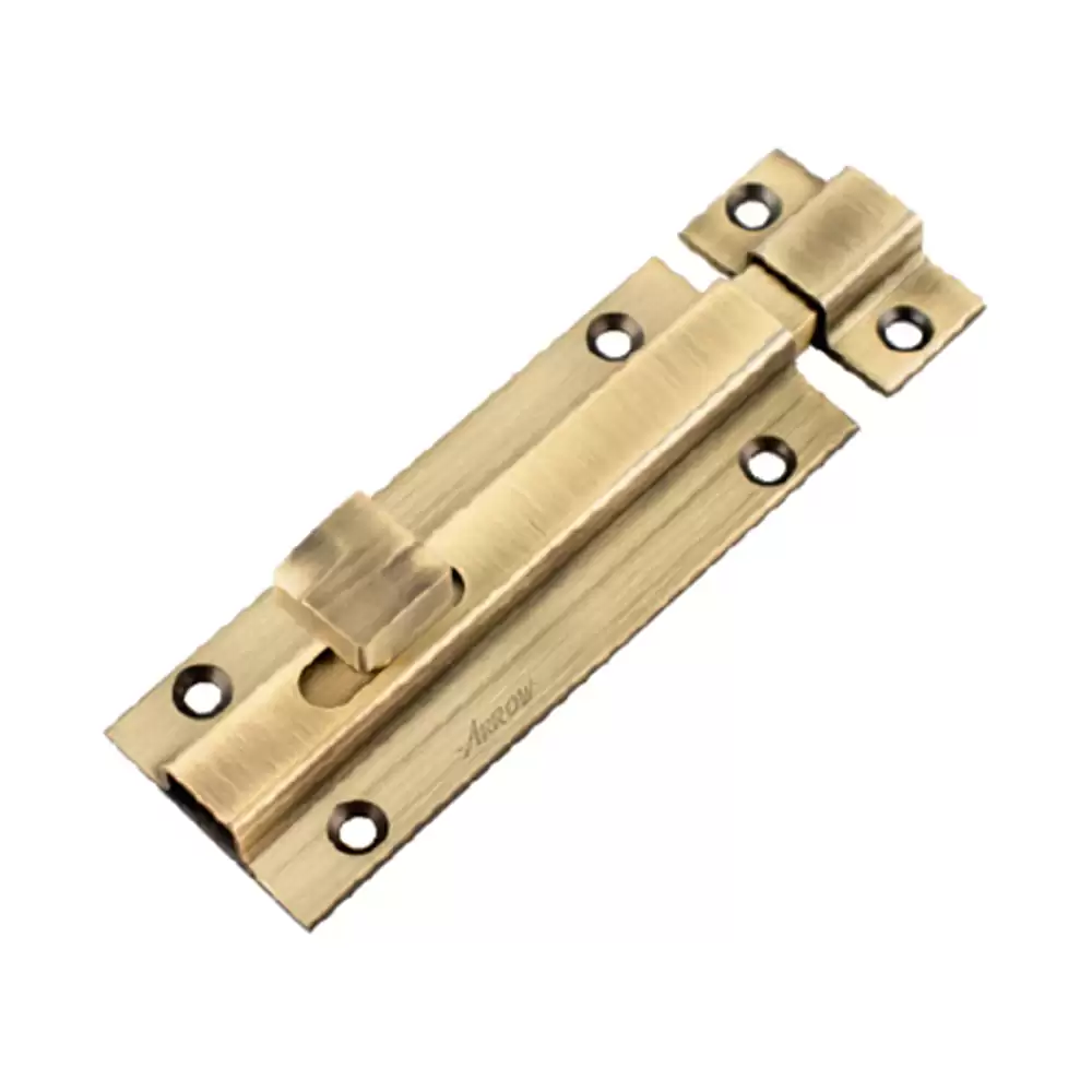 Arrow By Jolly Cubix Stainless Steel 202 Baby Latch Tower Bolt - 100 mm (Antique Brass Finish)